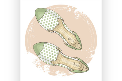 Fashion vector sketch womens shoes.