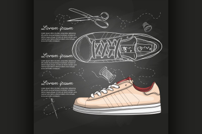 Fashion vector sketch womens shoes.