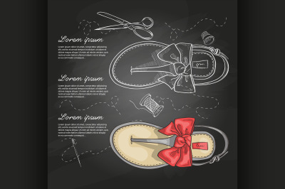 Fashion vector sketch womens shoes.