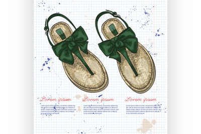 Fashion vector sketch womens shoes.