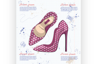 Fashion vector sketch womens shoes.