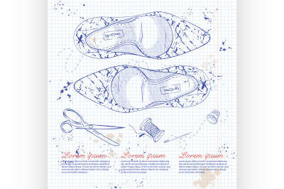 Fashion vector sketch womens shoes.