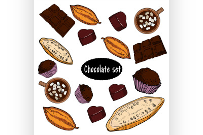 Color chocolate Vector set of hand drawing