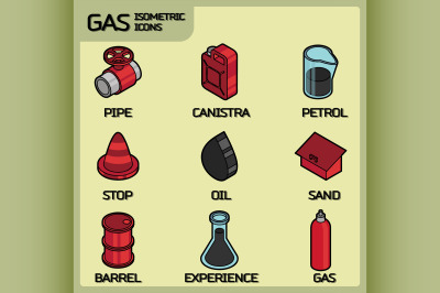 Gas color outline isometric icons