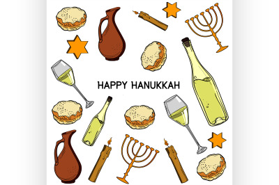 Hanukkah traditional jewish holiday symbols