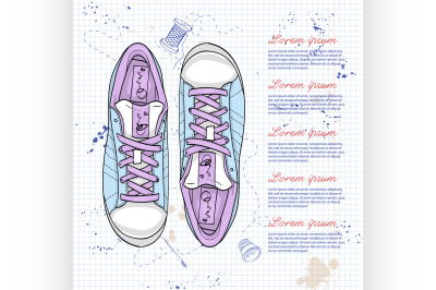 Fashion vector sketch womens shoes.