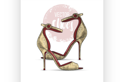 Fashion vector sketch womens shoes.