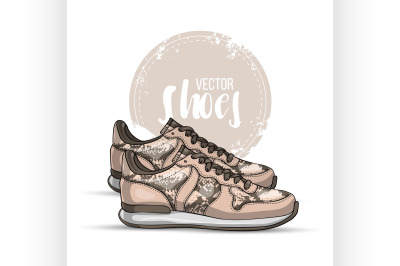 Fashion vector sketch womens shoes.