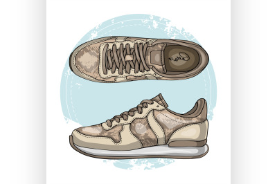 Fashion vector sketch womens shoes.