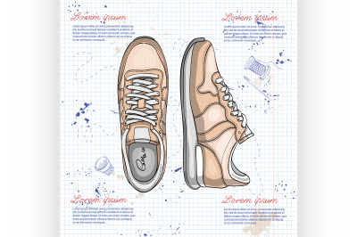 Fashion vector sketch womens shoes.