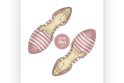 Fashion vector sketch womens shoes.