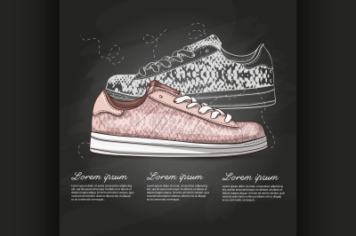 Fashion vector sketch womens shoes.