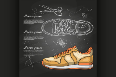 Fashion vector sketch womens shoes.