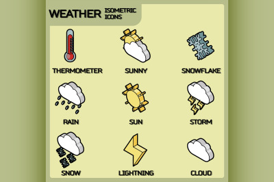 Weather color outline isometric icons