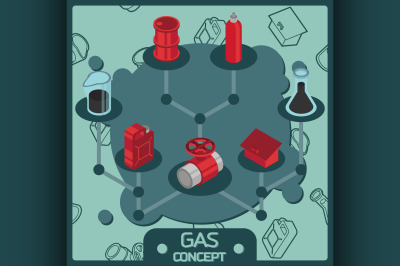 Gas color isometric concept icons