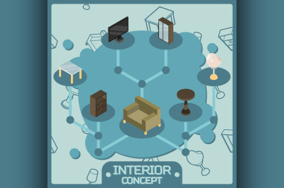 Interior color isometric concept icons