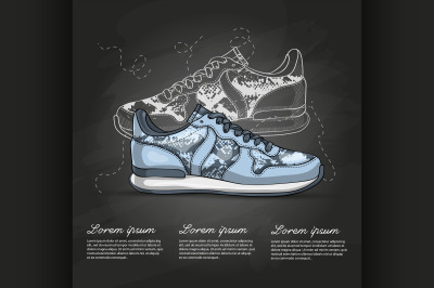 Fashion vector sketch womens shoes.