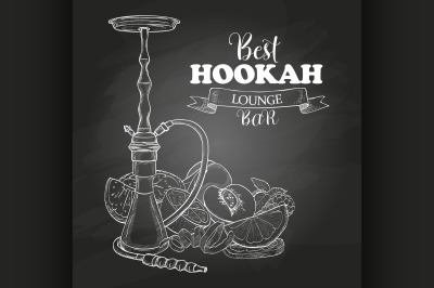 Vector hand drawn hookah