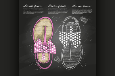 Fashion vector sketch womens shoes.