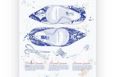 Fashion vector sketch womens shoes.