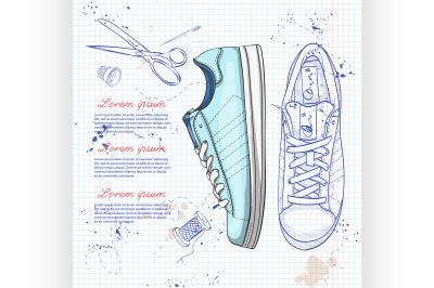 Fashion vector sketch womens shoes.