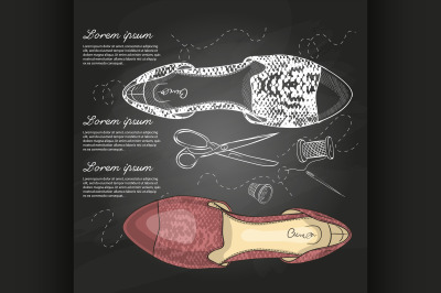 Fashion vector sketch womens shoes.