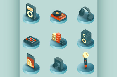 DJ color isometric icons