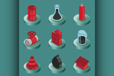 Gas color isometric icons