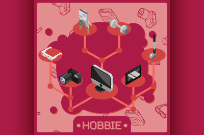 Hobbie color isometric concept