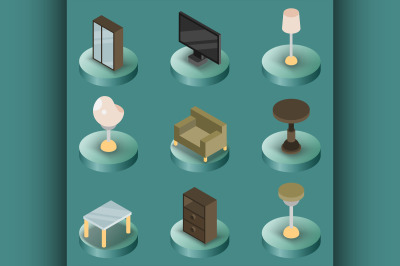 Interior color isometric icons