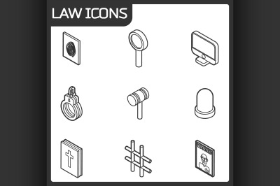 Law outline isometric icons