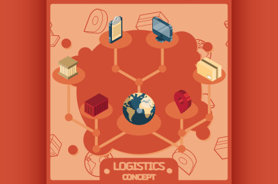 Logistics color isometric concept icons