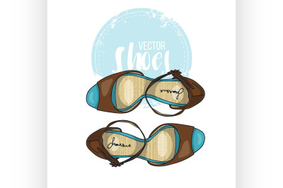 Fashion vector sketch womens shoes.