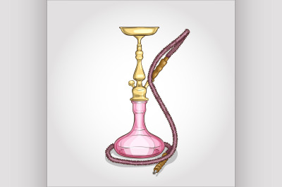 Vector illustration, hookah color sketch