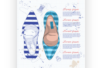 Fashion vector sketch womens shoes.