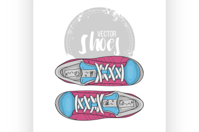 Fashion vector sketch womens shoes.