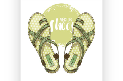 Fashion vector sketch womens shoes.