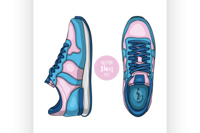 Fashion vector sketch womens shoes.