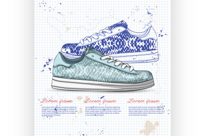 Fashion vector sketch womens shoes.