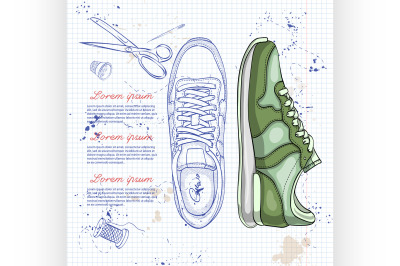 Fashion vector sketch womens shoes.