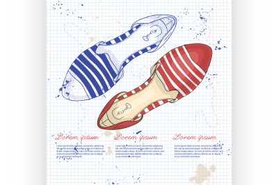 Fashion vector sketch womens shoes.