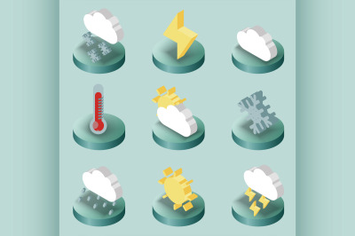 Weather color isometric icons