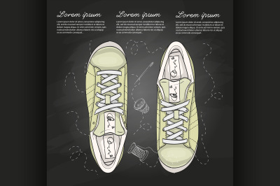 Fashion vector sketch womens shoes.