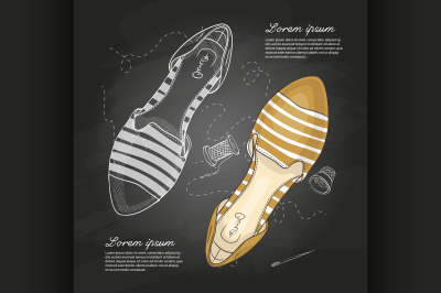 Fashion vector sketch womens shoes.