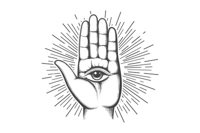 Human Palm with All seeing Eye Esoteric Tattoo