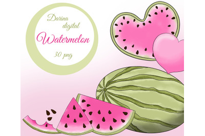 Pink watermelon clipart
