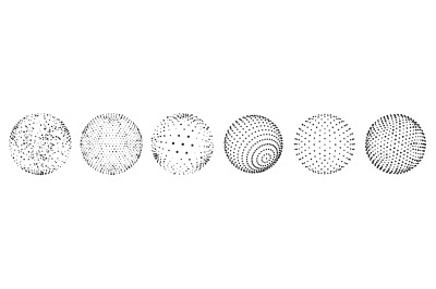 Abstract 3D dots sphere. Vector of set