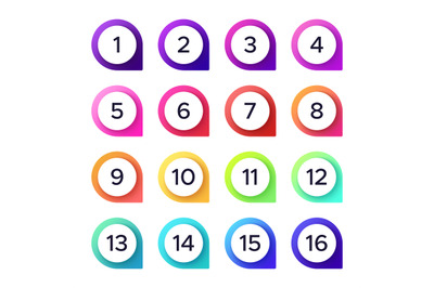 Colorful numbers. Vector set of number pointer