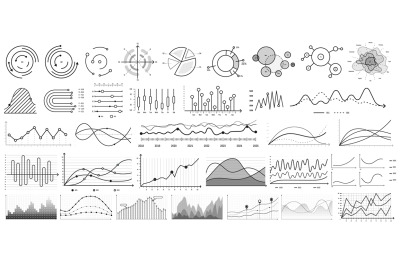 Line charts. vector set. Illustration business chart and graph