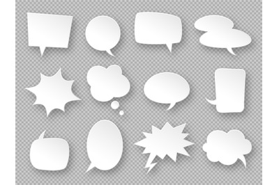 Paper speech bubbles. White communication bubbles&2C; thought balloons. M